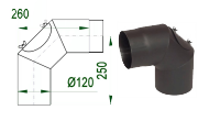 V.A.P.K. Kouřovod 120 Koleno 90° - průměr 120 mm - čistící   tl.1,5