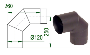 V.A.P.K. Kouřovod 120 Koleno 90° - průměr 120 mm   tl.1,5